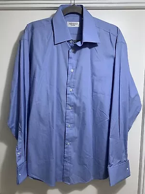 YSL Yves Saint Laurent Blue Smart Cufflink Long Sleeve Shirt - Size 16.5 • £30