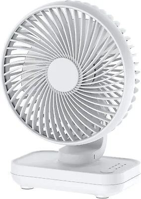 4 Speeds Table Fan 4000mAh Rechargeable Battery Operated Portable Desk Fan USB • £12.95