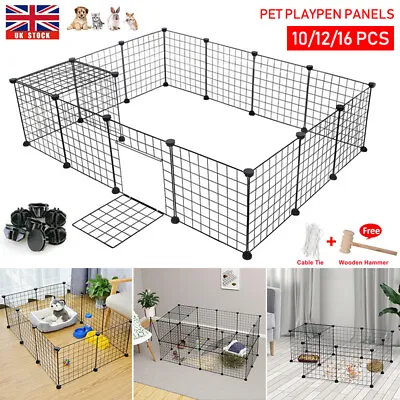 12/16 Panels Pet Dog Play Pen Puppy Rabbit Playpen Detachable Cage Fence Kennel • £18.99