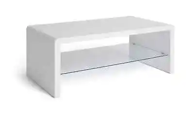 Habitat Sleigh 1 Shelf Coffee Table - White Gloss. Free Delivery Within 20 Miles • £125