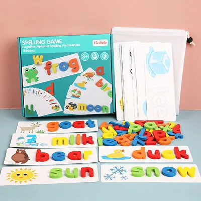 Wooden Spelling Game Preschool Learning Montessori Toy For Group Game Kids 2-12 • $14.95