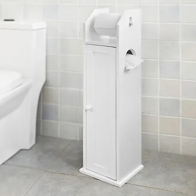 $42.99 • Buy SoBuy Freestanding Toilet Paper Holder With Cupboard Toilet Paper Stand FRG135-W