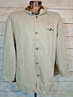 LEE Men's Cotton Work Jacket Lined Coat Sz M | La-Z-Boy Logo | Leather Collar • $15.48