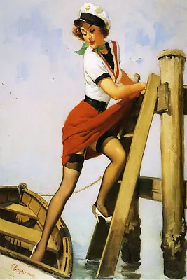 Sailor Beware Artist Gil Elvgren Vintage Classic PinUp Girl Poster Print • $9.99