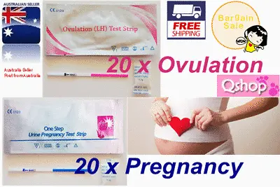 20 Pregnancy HCG Test Urine & 20 Ovulation LH Test Strips Fertility Free Postage • $13.38