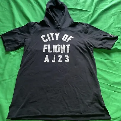 Jordan Hooded Shirt Black Adult Med City Of Flight Short Sleeve • $15