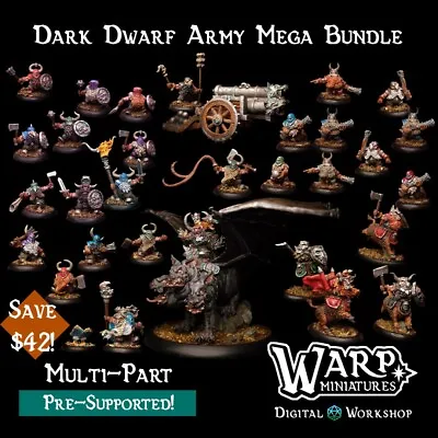 Dark Dwarf Army Mega Bundle/Dungeons And Dragons/Wargaming/RPG/Warp Miniatures • $28.33