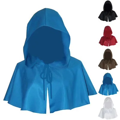 Medieval Monk Hooded Shawl Cape Cloak Halloween Wizard Witch Pagan Costume New • £7.43