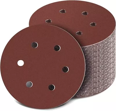 100PCS 150mm 6-Hole Sanding Discs 180 Grit Hook And Loop Orbital Sander Pads • $34.59