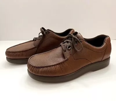 SAS Bout Time Brown Leather Lace Up Loafer Shoes Men's Size 12M • $64.99