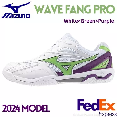 Mizuno Badminton Shoes WAVE FANG PRO White/Green/Purple 71GA2100 00 Unisex NEW! • $155