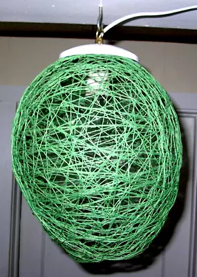 Vintage MCM Green String Spaghetti Hanging Swag Light Fixture • $45