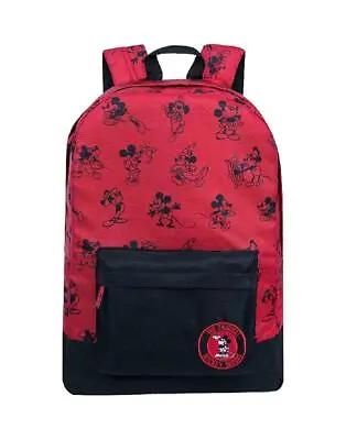 Disney Mickey Mouse Through The Years Memories Red Black Full Size Backpack • $29.49