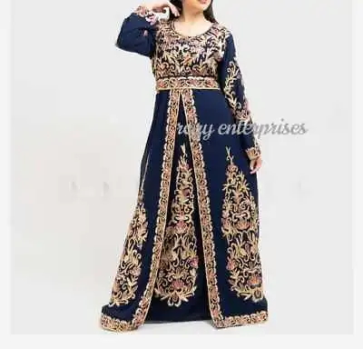 SALE New Moroccan Dubai Kaftans Farasha Abaya Dress Very Fancy Long Gown Rozy • $84.57