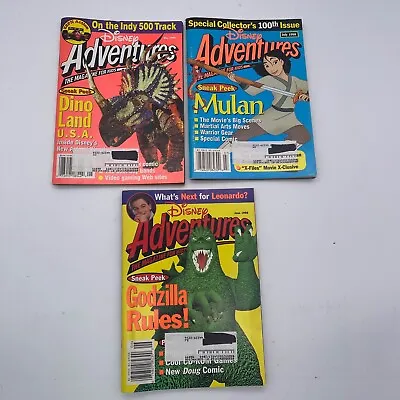 Lot Of 3 Vintage Disney Adventures Magazine Godzilla Mulan Dinoland 1998 • $19.99