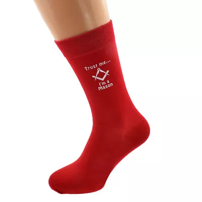 Trust Me I'm A Mason No G Design Mens Red Socks Adult Size UK 5-12 - X6N790 • $6.15