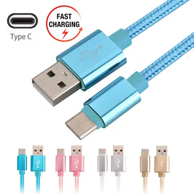 3M Braided USB Type C Fast Charge Data Cable Charger Lead For Samsung S8 Sony XZ • £3.24
