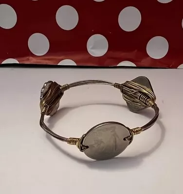 Vintage Bahamas Coins Wire Wrapped Bangle Bracelet Boho Style Copper Tone • $24.99