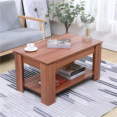 Modern Sliding Top Coffee Table With Bottom Shelf And Hidden Storage Tea Table • £49.99