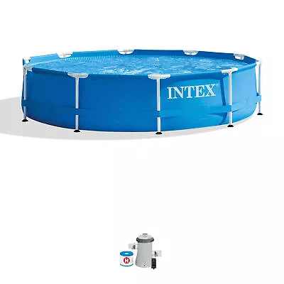 Intex 10' X 30  Metal Frame Set Swimming Pool W/ Filter Pump 28201EH (Open Box) • $104.40