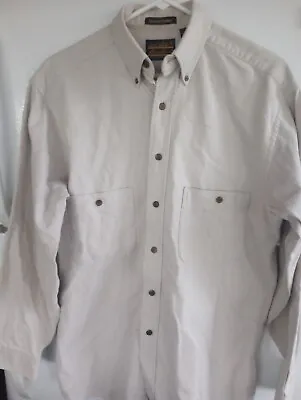 Eddie Bauer Flannel Shirt Men's S Gray Sonoma Heathers Long Sleeve USA Made • $13