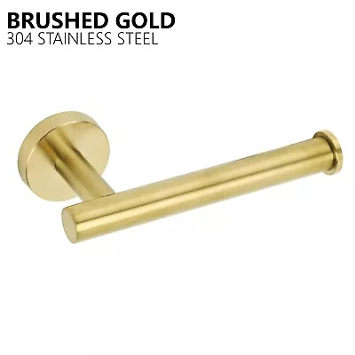 Round Brushed Gold Toilet Roll Holder Wall Mounted Rack SUS304 For Bathroom • $32.50