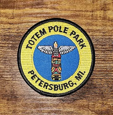 Petersburg Michigan MI Totem Pole Park Native American Souvenir Iron On Patch • $9.95