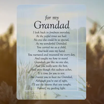 For My Grandad - Graveside Waterproof Memorial Card | Sentiment Poem | Tribute • £2.99