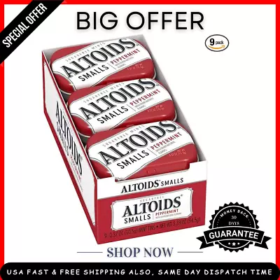 Altoids Smalls Peppermint Breath Mints 0.37 Ounce Tin Pack Of 9 • $15.68