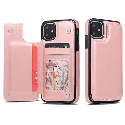 Card Holder Back Cover Leather Flip Case For IPhone 14 13 12 11 Pro Xs Max Xr X • $12.09