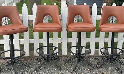 Vintage Set Of 4 Swivel Bar Stool  Midcentury  Angeles Mfg . • $250