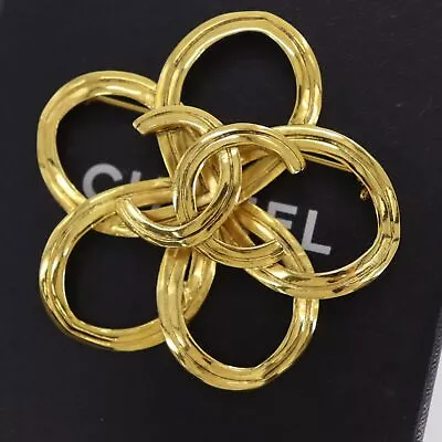 CHANEL CC Flower Used Pin Brooch Gold Plated 96P France Vintage #CD808 S • $795.99
