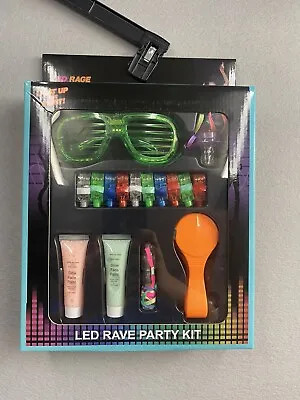 Spencer’s LED Rave Party Kit Shades Finger Light Pacifier Hair Chalk Body Paint • $7.99