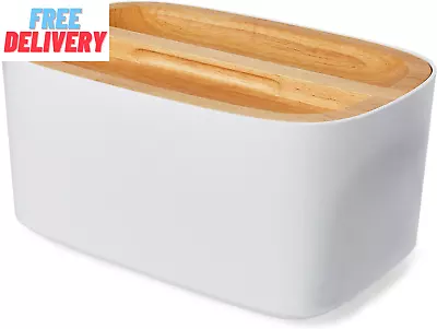  Modern Bamboo Fiber (White) Bread Box For Kitchen Countertop With Reversible W • $76.09