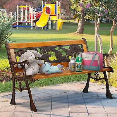 Garden Bench Mini Sized Patio Bench Outdoor Kids Bench Metal Porch Chair Bronze • $70.32