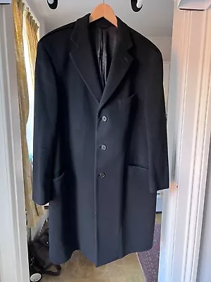Burberry Black Wool Overcoat Wool Cashmere XL / Sz 56 • $125
