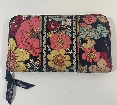 Vera Bradley Happy Snails Zip Around Wallet Floral Multicolor 8in. X 4.5in • $15