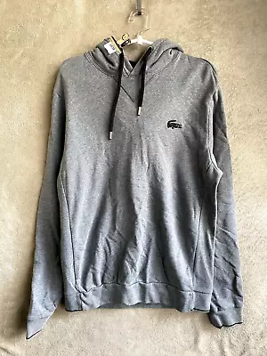 Lacoste Casual Hoodie Pullover Jumper Size 4 Mens Grey Logo • $45