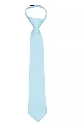 Men's Baby Blue Solid Pretied Zipper Necktie Weddings Business School Occasion  • $12.95