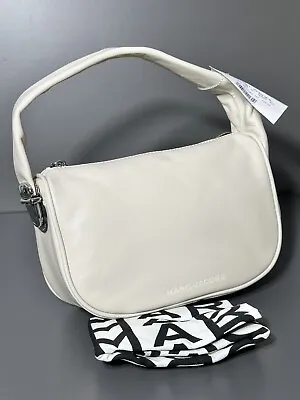 Marc Jacobs Pushlock Hobo In Cloud White Leather Shoulder Handbag NEW • $187.50