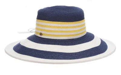 CSW369 Ladies Cappelli Straworld Navy Paper Braid Lampshade Hat One Size • $10