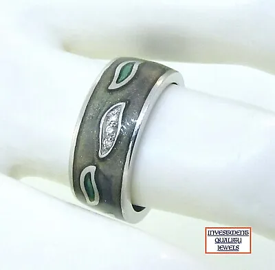 La Nouvelle Bague 18k White Gold Diamond Enamel Ring • $990