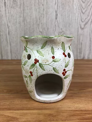 Yankee Candle Ceramic Tart Burner White With Green Leaf & Red Berry Design • £19.99