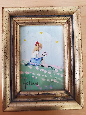 Original Signed Vivian Hollan Mid-Century Miniature Framed Oil Painting • $49.99