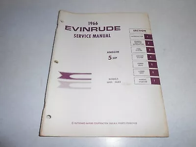 1966 5 Hp Genuine OEM Vintage Evinrude Outboard Repair & Service Manual 5hp • $19.99