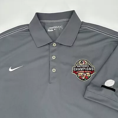 FSU Polo Shirt Mens XL Gray Nike Golf Dri Fit Seminoles National Champions 2013 • $29.88