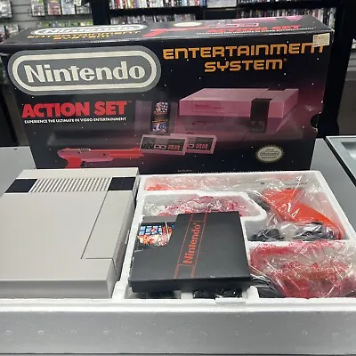 Nintendo NES Action Set Console System Box Bags Inserts CIB Complete Mario • $499.99