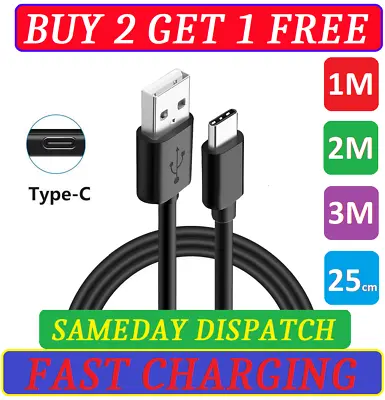 HeavyDuty USB C Type C Charging Cable Fast Phone Charger Long Lead Wire 1m 2m 3m • £2.49