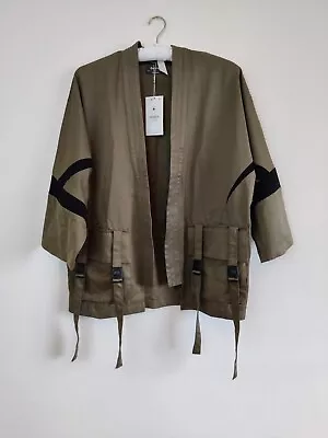 $45.66 • Buy Bershka Oversized Khaki Utility Jacket Size Small Kimono Sleeves Lagenlook