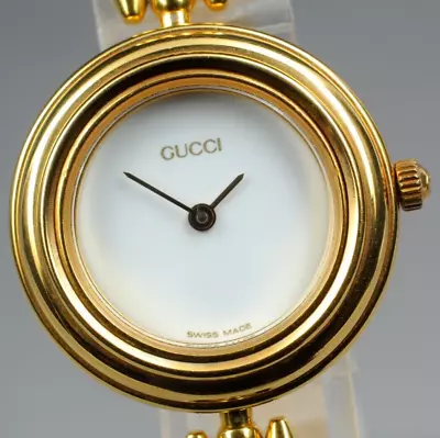 ▶[NEAR MINT] Vintage GUCCI Change Bezel 11/12.2 Gold Bezel Quartz Watch JPN T410 • $199.99